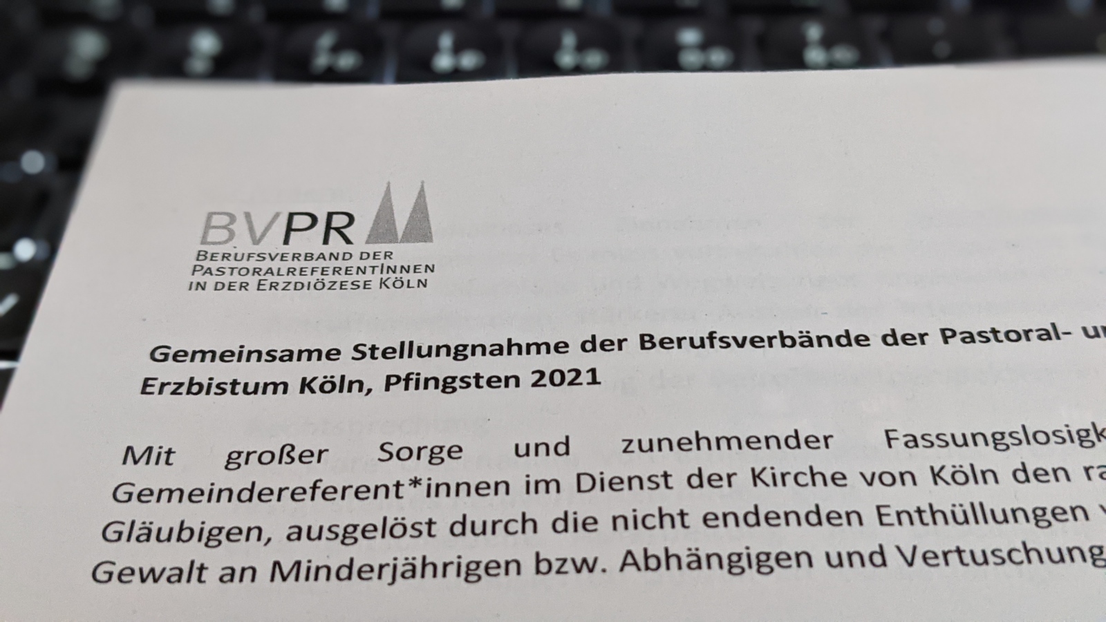 Stellungnahme Pfingsten 2021